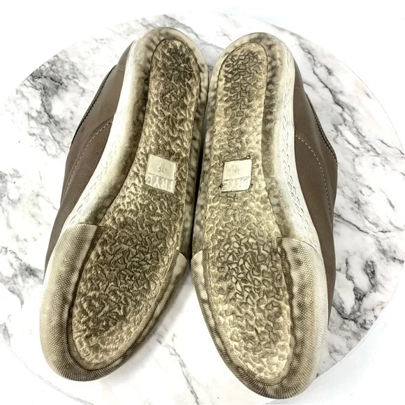 Frye Mindy Slip On Oxford Sneakers Gray Taupe Leather 8.5 Casual Academia Retro - Picture 8 of 12